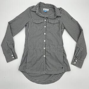 COLUMBIA Tunic Grey Check Long Sleeve Button Up Shirt With Pockets Women's Sz XS